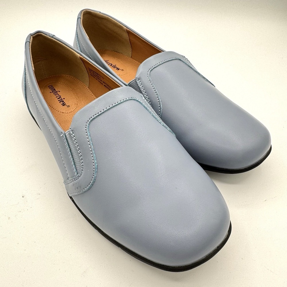 Comfortview Women's‎ 9W Samson Light Blue Slip On Loafers Comfort Shoes Flats